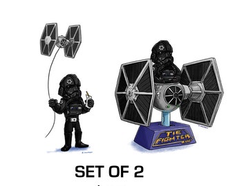 Tiny Tie Fighter Pilot SET OF TWO