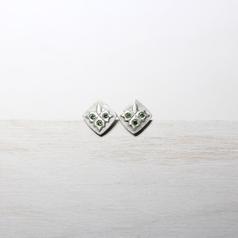 Cute Nordic Style Christmas Stud Earrings Modern Embossed Silver Branches Green Diamonds Festive Romantic Accessories Mistletoe Kisses image 6