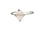 Delicate Raw Pink Kunzite Silver Ring Pale Crystal Winter - Blush Cup