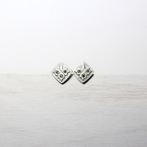 Cute Nordic Style Christmas Stud Earrings Modern Embossed Silver Branches Green Diamonds Festive Romantic Accessories Mistletoe Kisses image 8