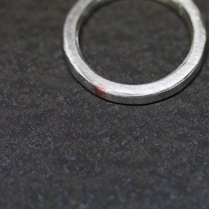 Unique Narrow Men's Wedding Band Silver Copper Modern Minimalistic 3mm Wide Ring For Him Groom Understated Handmade Design Man Subtle Pink image 1