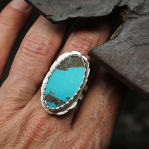 Shattuckite & Blue Topaz Double Stone Adjustable Ring main image 1