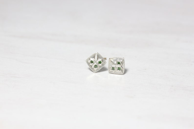 Cute Nordic Style Christmas Stud Earrings Modern Embossed Silver Branches Green Diamonds Festive Romantic Accessories Mistletoe Kisses image 5