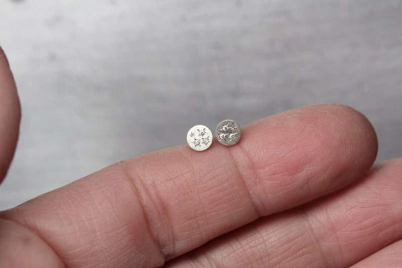 Delicate Tiny 6 Diamond Starburst Stud Earrings Silver Cosmic Sparkle Gray Twinkle Cute Inspirational Graduation Gift Idea Dreisternchen image 6