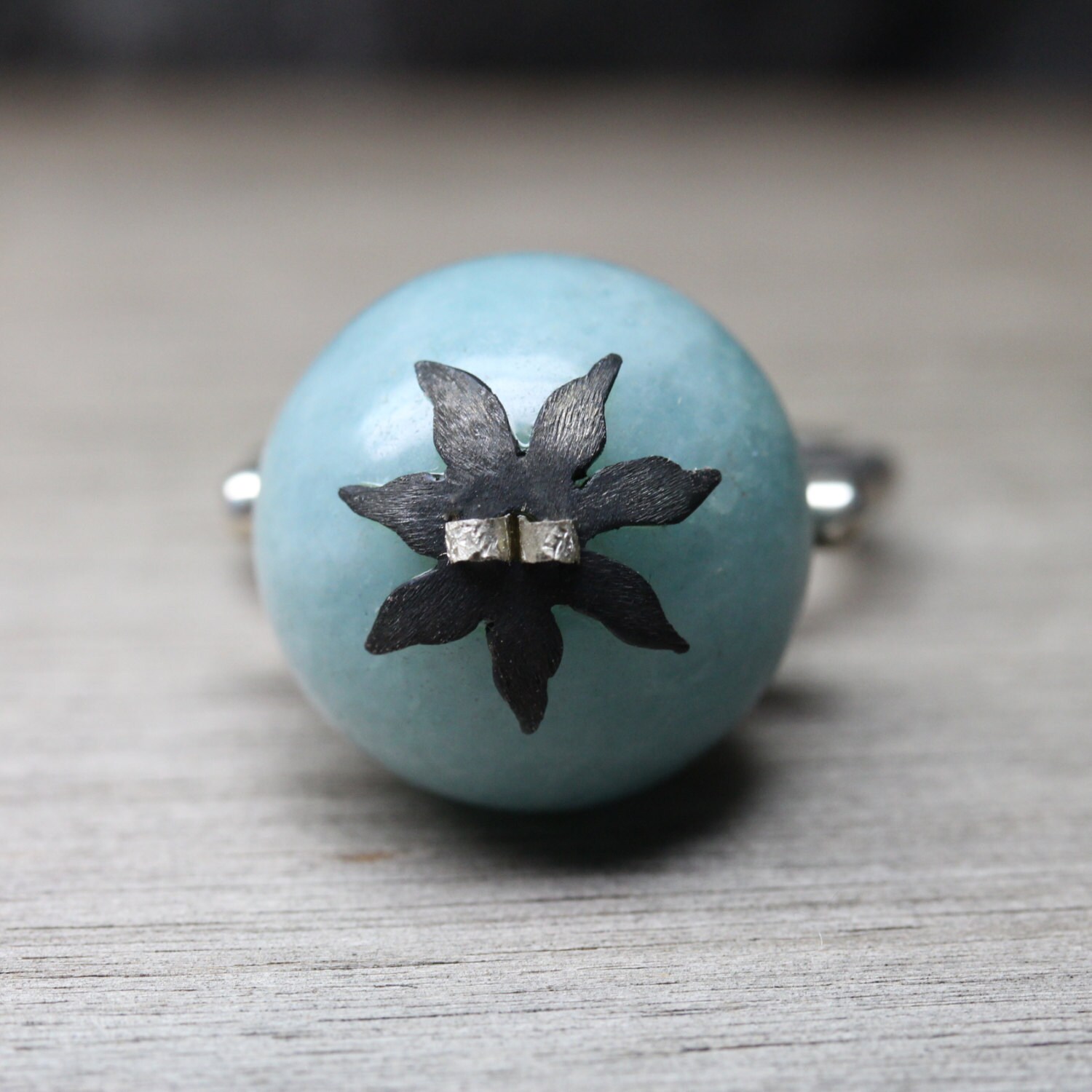 Fun Large Silver Cocktail Ring Big Round Blue Quartz Bead Modern ...