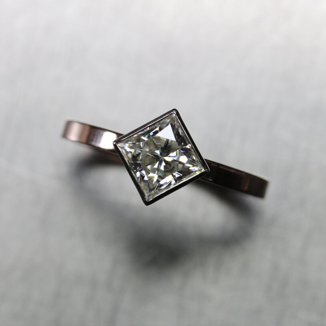 Modern Kite Set Princess Cut Moissanite Engagement Ring 14K Etsy