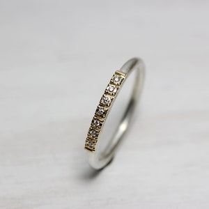 Delicate Women's Wedding Band 14K Yellow Gold Beaded Detail Tiny Diamonds Silver Vintage Inspired Boho Bridal Ring 3-7 Sparkle Golden Path image 6