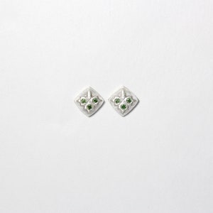 Cute Nordic Style Christmas Stud Earrings Modern Embossed Silver Branches Green Diamonds Festive Romantic Accessories Mistletoe Kisses image 1