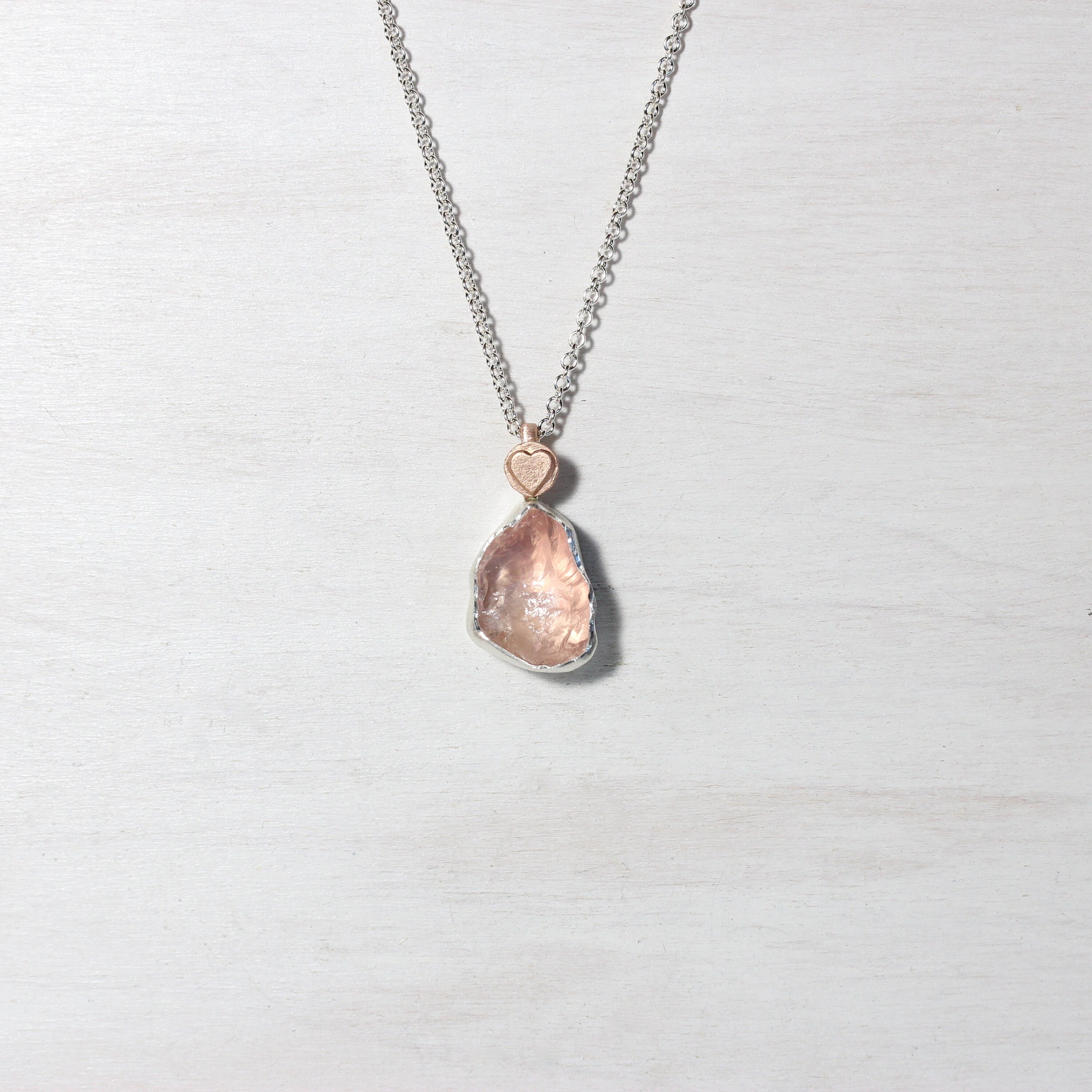 ★ROSEMONT★ Silver road quartz heart necklace RC24B11A Rose Quartz Heart on Sterling Silver Necklace - Etsy
