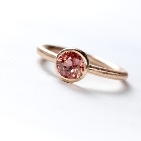 Malaya Garnet 14K Rose Gold Engagement Ring Modern Pink Brown