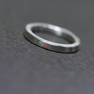 Unique Narrow Men's Wedding Band Silver Copper Modern Minimalistic 3mm Wide Ring For Him Groom Understated Handmade Design Man Subtle Pink image 2