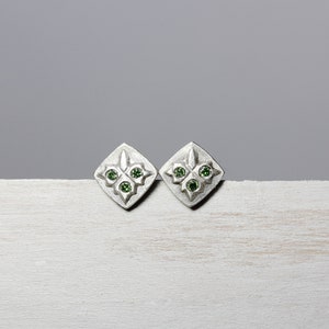 Cute Nordic Style Christmas Stud Earrings Modern Embossed Silver Branches Green Diamonds Festive Romantic Accessories Mistletoe Kisses image 2