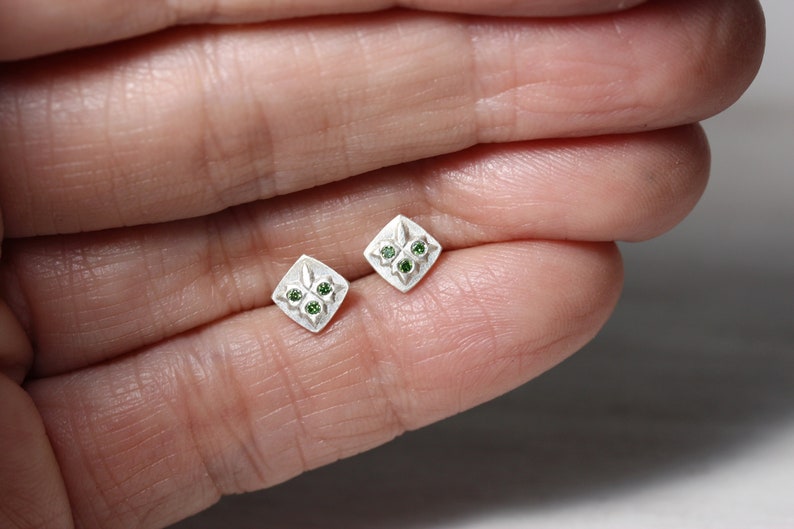 Cute Nordic Style Christmas Stud Earrings Modern Embossed Silver Branches Green Diamonds Festive Romantic Accessories Mistletoe Kisses image 10