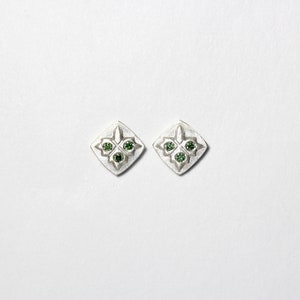 Cute Nordic Style Christmas Stud Earrings Modern Embossed Silver Branches Green Diamonds Festive Romantic Accessories Mistletoe Kisses image 4