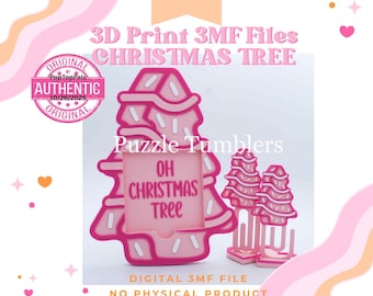 3D Print 3MF File - Pink Christmas Tree with Sprinkles - Sticky Note Holder, Paperclip & Stand - Digital Download for 3D Printing