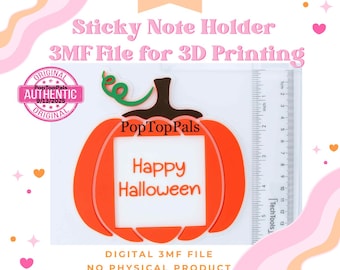 Cute Pumpkin Sticky Note Holder: Digital Download - 3MF File for 3D Printing - NO Physical Product