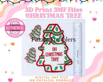 3D Print 3MF File - Christmas Tree Sticky Note Holder and Paperclip Mini Bundle - Digital Download 3MF File for 3D Printing