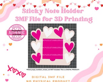 Valentine Heart Sticky Note Holder: Digital Download - 3D 3MF - File for 3D Printing