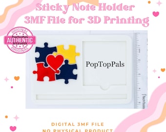 Autism Awareness Sticky Note Holder: Digital Download - 3MF STL File for 3D Printing - NO Physical Product