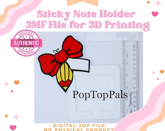 Cute Pencil Apple Bow Sticky Note Holder: Digital Download - 3D STL & 3MF - File for 3D Printing