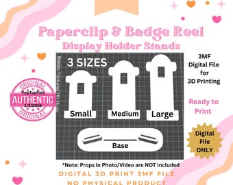 Paper Clip & Badge Reel Display Stands 3 Sizes (Small, Medium, Large) - 3D Print File (3MF Digital Download)