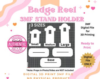 Badge Reel Display Stands 3 Sizes (Small, Medium, Large) - 3D Print File (3MF Digital Download)