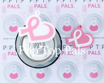 Pop Top Pal - Heart Ribbon Pop Soda Can Tab Opener, Pop Top Opener, Soda Can Opener, 3D Printed, Breast Cancer Awareness Soda Key Chain