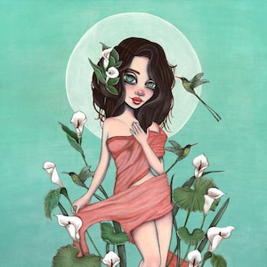Diez de copas Original Pintura al óleo Pop Surrealista Ilustración 11x14 Carta del Tarot