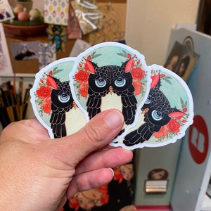 Night Owl Sicker, schattige uil sticker, grote oog uil sticker, gratis verzending
