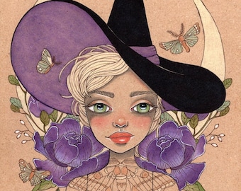Beatrix, Purple Moth witch 8x10 Signed Fine Art Print