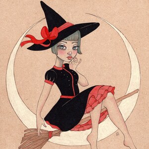 Zelda, Vintage inspired witch, fine art print, 8x10