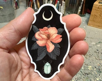 Magnolia Moon Sticker, Flower Sticker,  Free Shipping