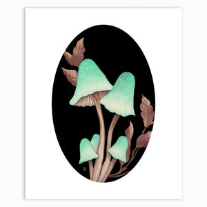 Blue Crush Mushroom Signed Fine Art Print, Garden art, Forest, PNW