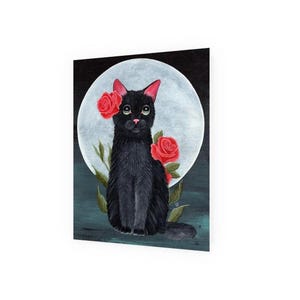 Rising Moon Black Cat Notitiekaart gratis verzending