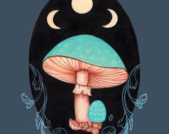 Le Petite Champignon Mushroom Print