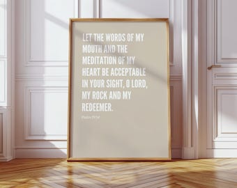 Psalm 19:14 Bible Verse Digital Art [8x10"]