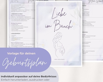 Birth Plan Template | Digital Download | Birth Planner | For expectant mothers and a self-determined birth | DIN A4 | PDF