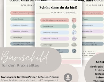 Printable office sign for education, therapy, nursing, and social work | Template for more clarity and transparency | Printable PDF
