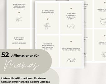 52 Affirmation Cards for Moms – Pregnancy, Birth & First Year | Digital | Positive Birth Preparation | Mindfulness for Mothers