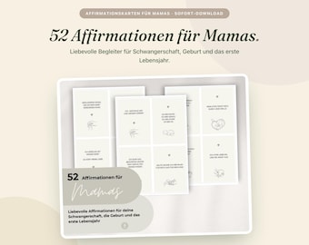 52 Affirmation Cards for Mothers – Pregnancy, Birth & First Year | Digital | Positive Birth Preparation | Mindfulness for Mothers