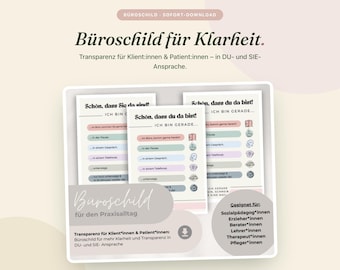Affiche imprimable pour les bureaux des secteurs de l'éducation, de la thérapie, des soins infirmiers et du travail social | Modèle pour plus de clarté et de transparence | PDF imprimable