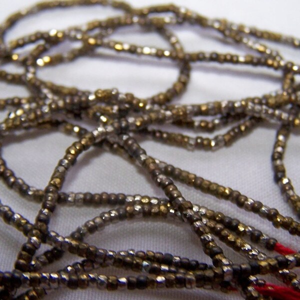 antique French Steel cuts bead strand Rustic Oxidization Nice Patina  26 inches