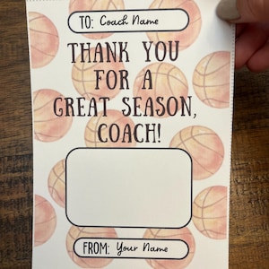 Biglietto di ringraziamento per allenatore di basket / Porta carte regalo stampabile e modificabile / Allenatore di apprezzamento di fine stagione / Download immediato in PDF e Canva