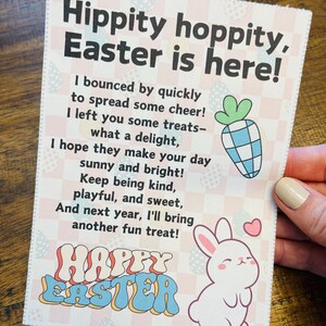 Note groovy lapin de Pâques | Remarque sur le panier de Pâques rétro pour enfants | Pâques vintage à imprimer | Téléchargement numérique