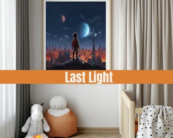 Last Light – Digital Art Print – Black Boy Child Wall Decor
