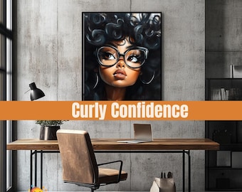 Curly Confidence – Digital Art Print – Black Art Inspired Wall Decor