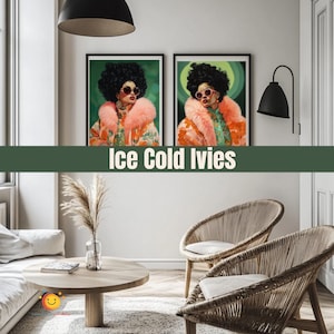 Ice Cold Ivies – Digital Art Prints – AKA Inspired Pink and Green Wall Decor