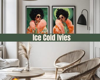 Ice Cold Ivies – Digital Art Prints – AKA Inspired Pink and Green Wall Decor