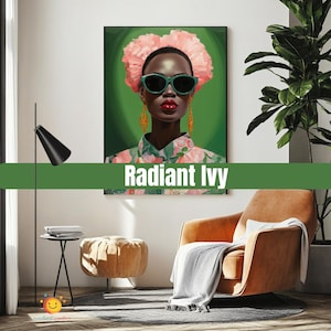 Radiant Ivy – Digital Art Print – AKA Inspired Pink and Green Wall Decor