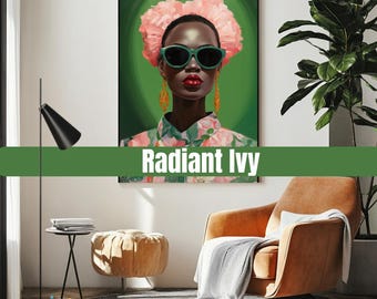 Radiant Ivy – Digital Art Print – AKA Inspired Pink and Green Wall Decor